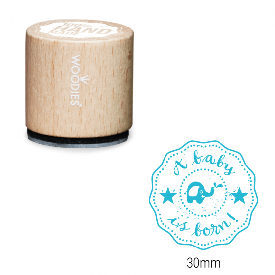 Timbro Woodies – Un bambino è nato – Area stampa: Diametro 30mm
